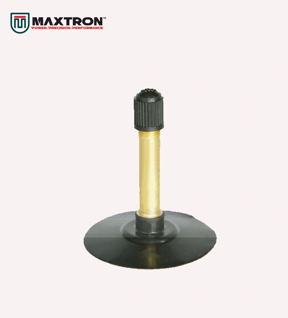 Maxtron Auto Valve TR4 with brass stem, rubber base, and protective cap designed for bicycle and inner tube tyre inflation and secure air retention.