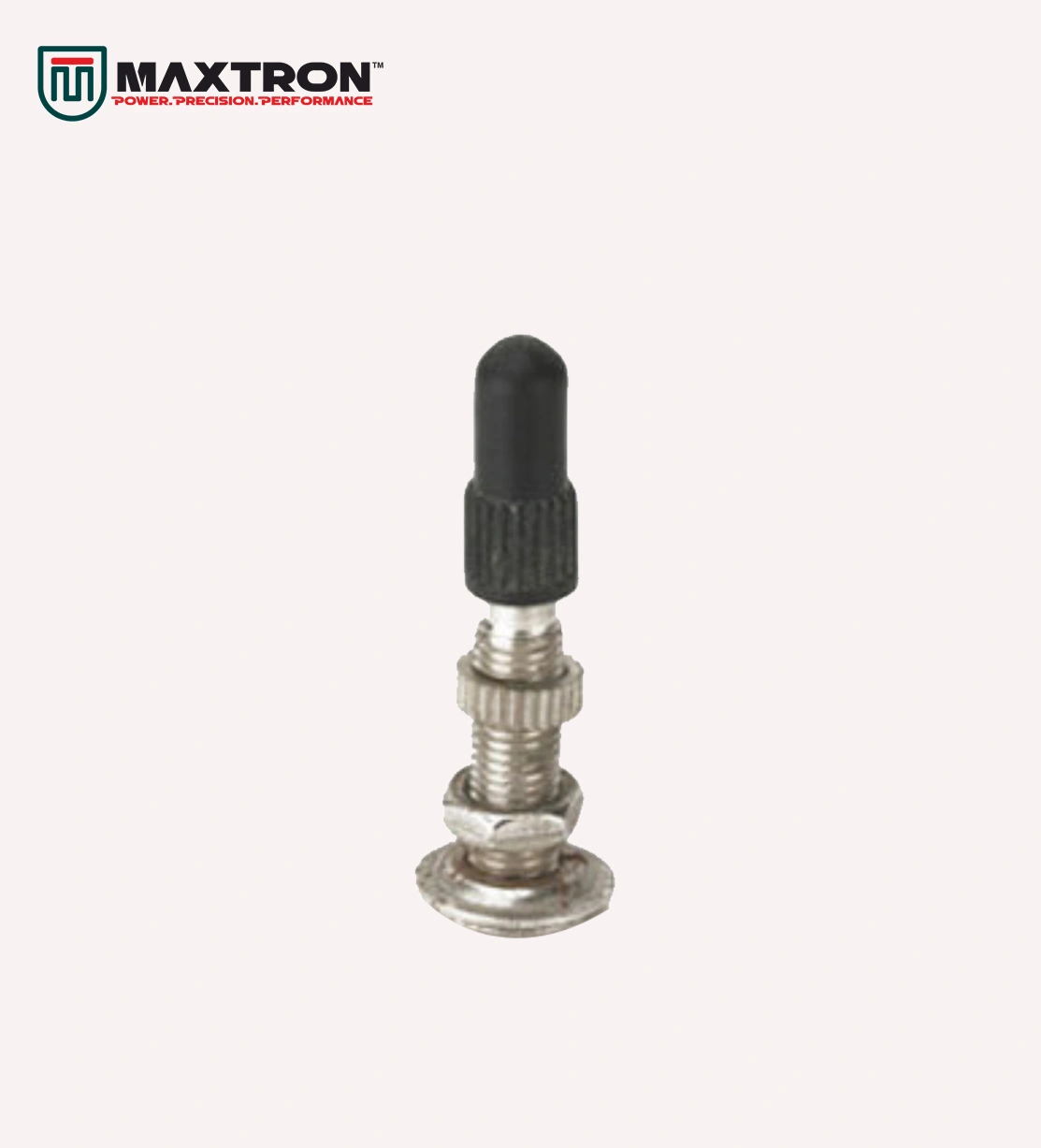 Maxtron French valve (Presta valve) with threaded metal stem and locking nut, designed for high-performance bicycle inner tubes and efficient air retention.