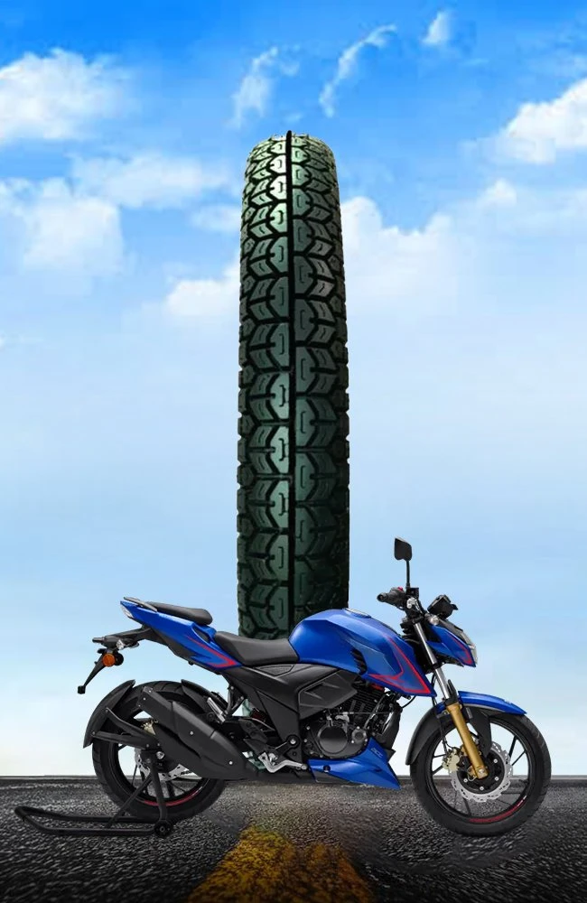 Blue sport motorcycle with high-performance street tyre featuring advanced tread design for superior grip, stability, handling, and road performance.