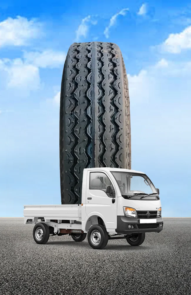 Light commercial mini truck with heavy-duty tyre designed for cargo transportation, load carrying, durability, stability, and long-lasting commercial performance.