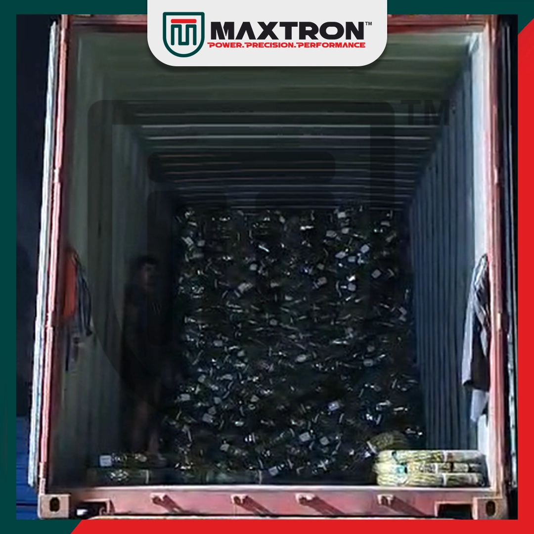 Maxtron Global shipping container fully loaded with premium tyres for international export and global distribution
