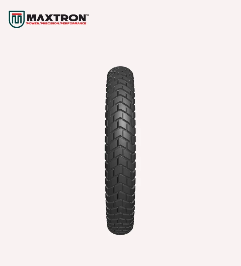 Maxtron M-111 motorcycle tyre with rugged dual-purpose tread pattern for superior grip, enhanced stability, off-road traction, and long-lasting durability.
