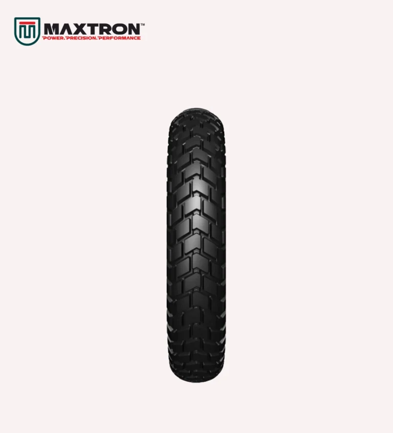 Maxtron M-112 motorcycle tyre with rugged adventure tread pattern for superior grip, enhanced stability, mixed-terrain traction, and long-lasting durability.