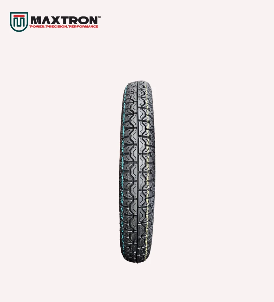 Maxtron M-113 motorcycle tyre with a directional tread pattern designed for reliable grip, stability, and durable road performance.