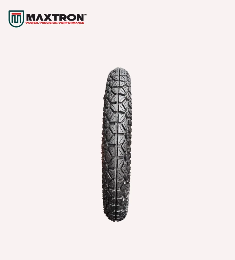 Maxtron M-114 motorcycle tyre featuring a rugged tread pattern designed for reliable grip, stability, and durable road performance.